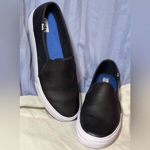 Keds Women’s Black Leather Slip-Ons